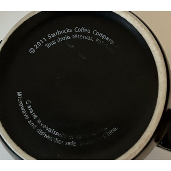 Starbucks 2011  Black Ceramic Mug With Iconic Siren Logo 4" Tall Coffee Tea Cup - Picture 3 of 3